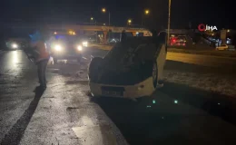 Takla atan otomobilden burnu bile kanamadan çıktı